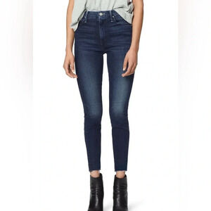 MOTHER High Waisted Looker Ankle Fray Tongue in Chic Dark Wash Skinny Jean 26